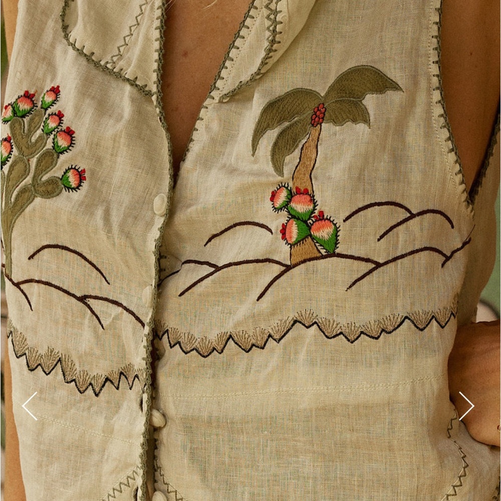 NWT Chasing Unicorns Down in Mexico Linen Embroidered Vest 🌵 - Picture 3 of 15